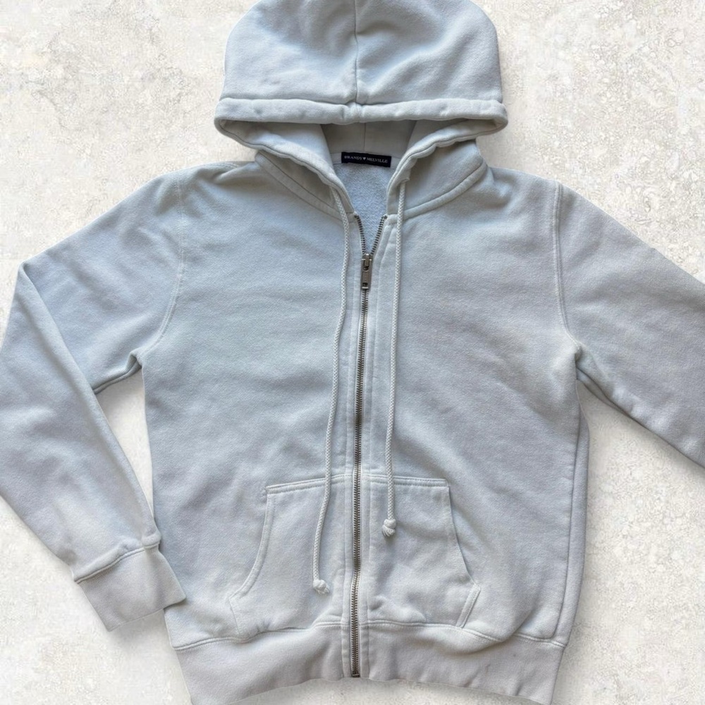 Brandy Melville white Zip-Up Hoodie